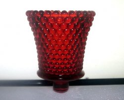 '.Ruby Red Hobnail Peg Votive.'