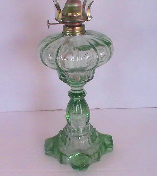 Oil Lamp Green Glass Base 20 inches Home Style TX783 OOS