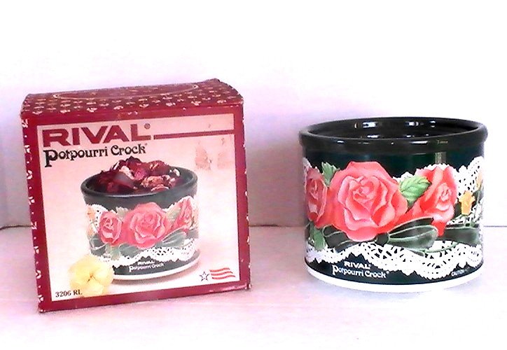 Rival Potpourri Crock Red and Yellow Roses 449744 OOS