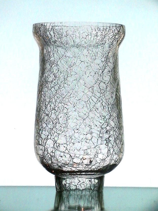 Crackle Glass Hurricane Shade 1 7/8 fitter x 6.75h x 3 5/8w OOS