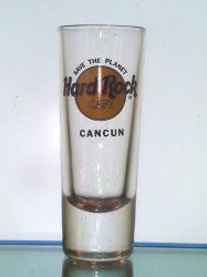 Hard Rock Cafe Cancun, Mexico Collectible Tall Shot Glass Shooter 2 oz