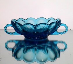 Two Handled Nappy Dish Anchor Hocking Fairfield Bowl Laser Blue 1200