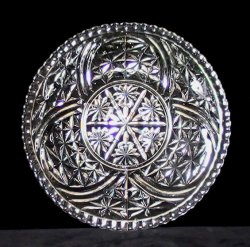 Thumbnail of Thousand Lines Torte Platter aka Stars & Bars by Anchor Hocking Crystal 12.75 in