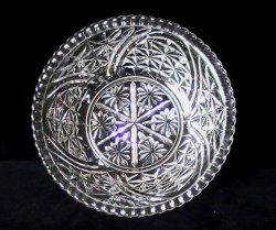 Thousand Lines 10.5 inch Bowl aka Stars & Bars by Anchor Hocking Crystal Vintage