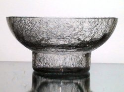 Hanging Crackle Glass Bowl Clear 7.5 x 3.75 inches Candle Holder