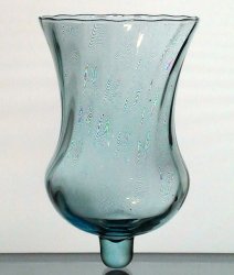 Home Interiors Peg Votive Candle Holder Swirled Trumpet Aqua Blue Classic