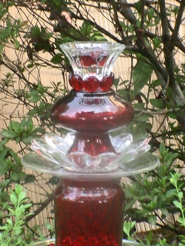 Glass Garden Ornament Totem Red Joyce Recycled Glass Sculpture OOS