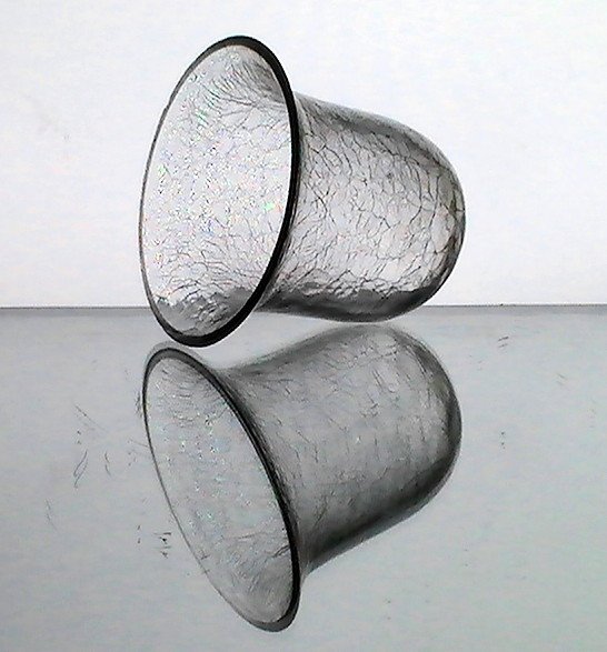 Hanging Candle Holder Crackle Cracked Glass Cup 3.875w x 3.75h OOS