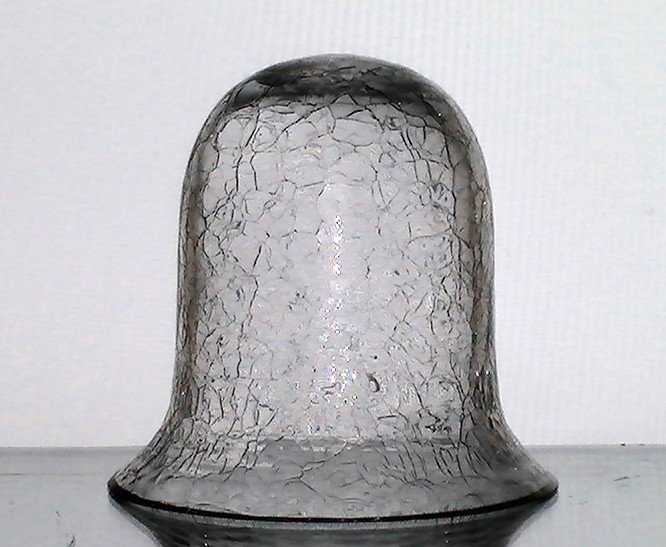 Hanging Candle Holder Crackle Cracked Glass Cup 3.875w x 3.75h OOS