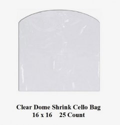 Clear Cello Dome Shrink Bags 16 x 16 - 25 Ct Pk Gifts Crafts Baskets Wrapping