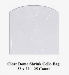 Clear Cello Dome Shrink Bags 22 x 22 - 25 Ct Pk Gifts Crafts Baskets Wrapping