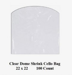 Clear Cello Dome Shrink Bags 22 x 22 - 100 ct pk Gifts Crafts Baskets Wrapping