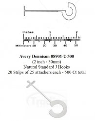 Avery Dennison 08901-2-500 (2 inch / 50mm) Natural Standard J Hooks