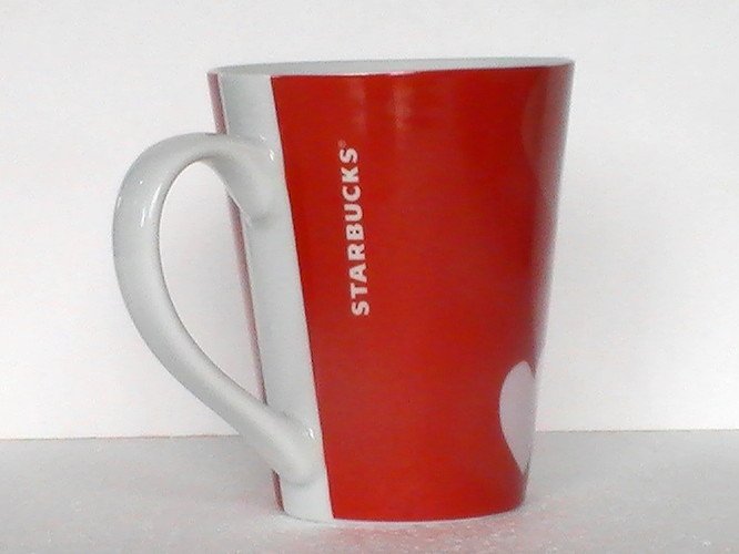 Coffee Cup Mug Starbucks 2014 Hearts Red White 12 OZ