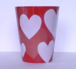 Coffee Mug HEARTS Starbucks Red White 12 Oz 2014