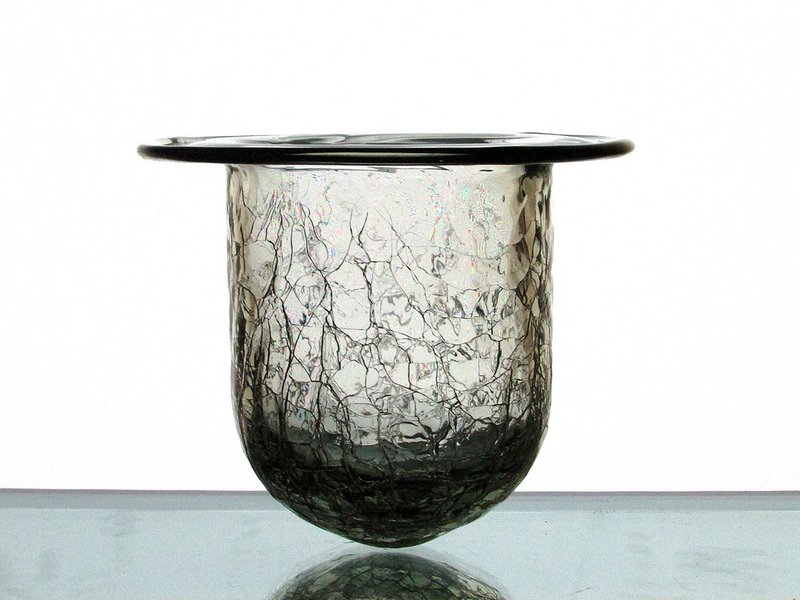Hanging Candle Holder Crackle Glass Clear 4 3/8 x 3.75 HCH008 OOS