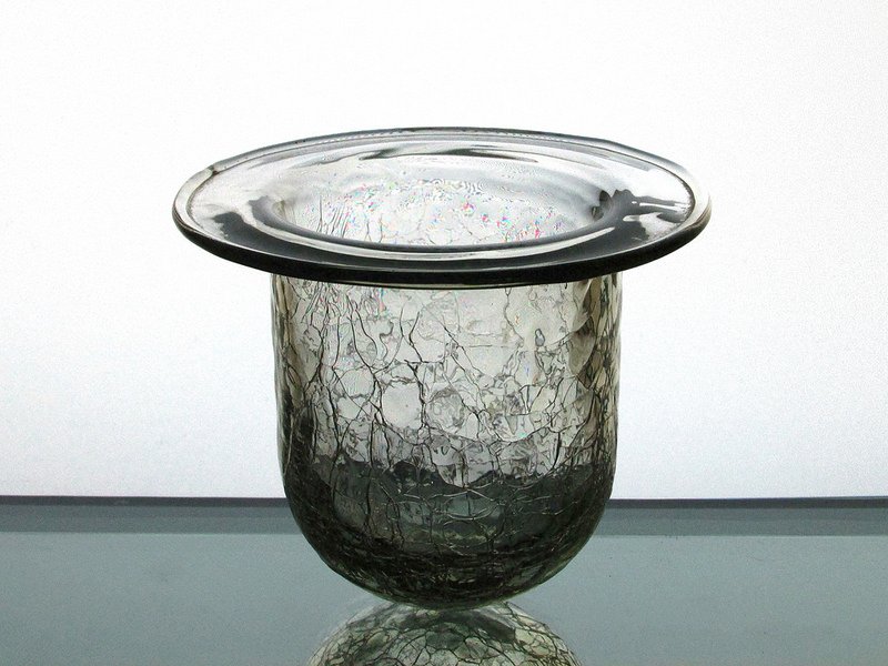 Hanging Candle Holder Crackle Glass Clear 4 3/8 x 3.75 HCH008 OOS