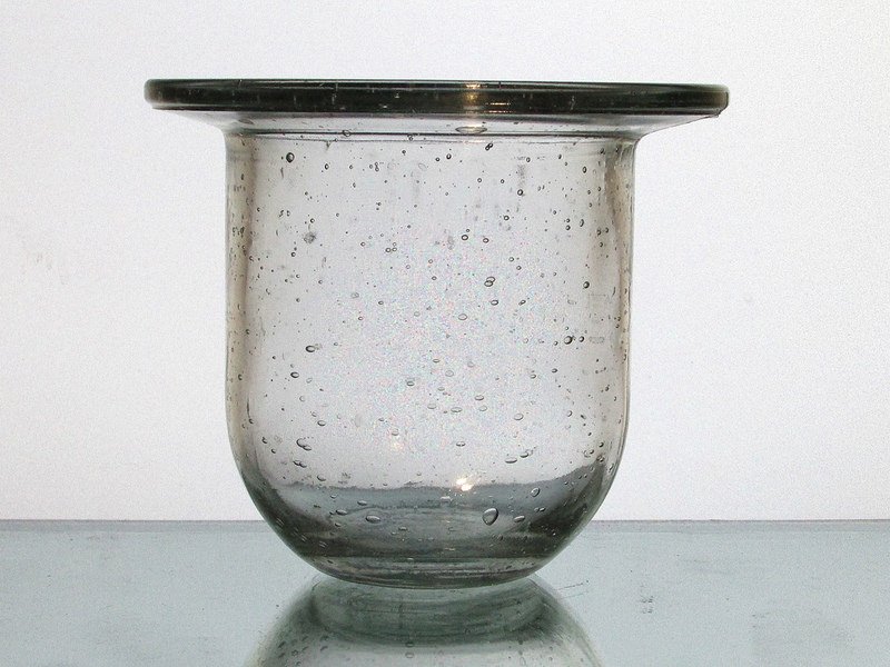 Hanging Candle Holder Flat Wide Rim 4.75 x 4 Heavy Bubble Glass HCH017
