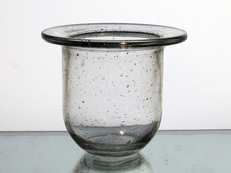 Hanging Candle Holder Flat Wide Rim 4.75 x 4 Heavy Bubble Glass HCH017