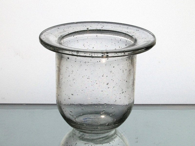 Hanging Candle Holder Flat Wide Rim 4.75 x 4 Heavy Bubble Glass HCH017