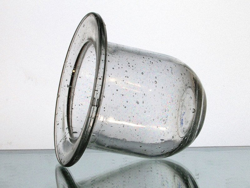 Hanging Candle Holder Flat Wide Rim 4.75 x 4 Heavy Bubble Glass HCH017