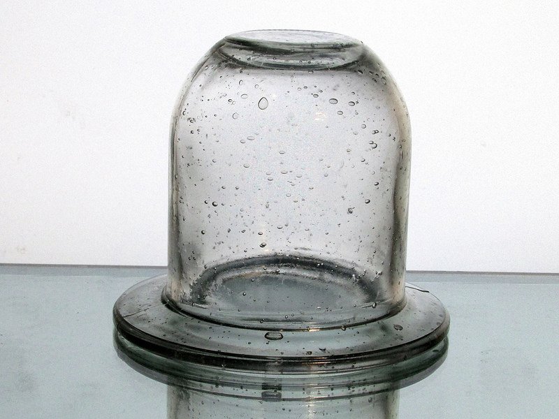 Hanging Candle Holder Flat Wide Rim 4.75 x 4 Heavy Bubble Glass HCH017