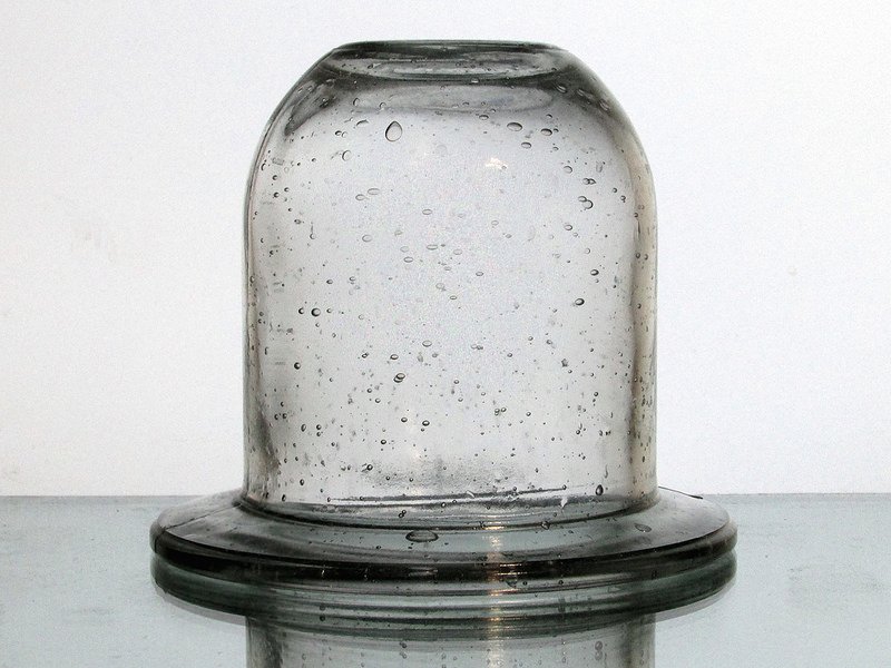 Hanging Candle Holder Flat Wide Rim 4.75 x 4 Heavy Bubble Glass HCH017