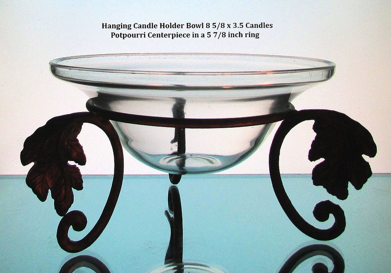 Hanging Candle Holder Bowl 8 5/8 x 3.5 Candles Potpourri Centerpiece OOS