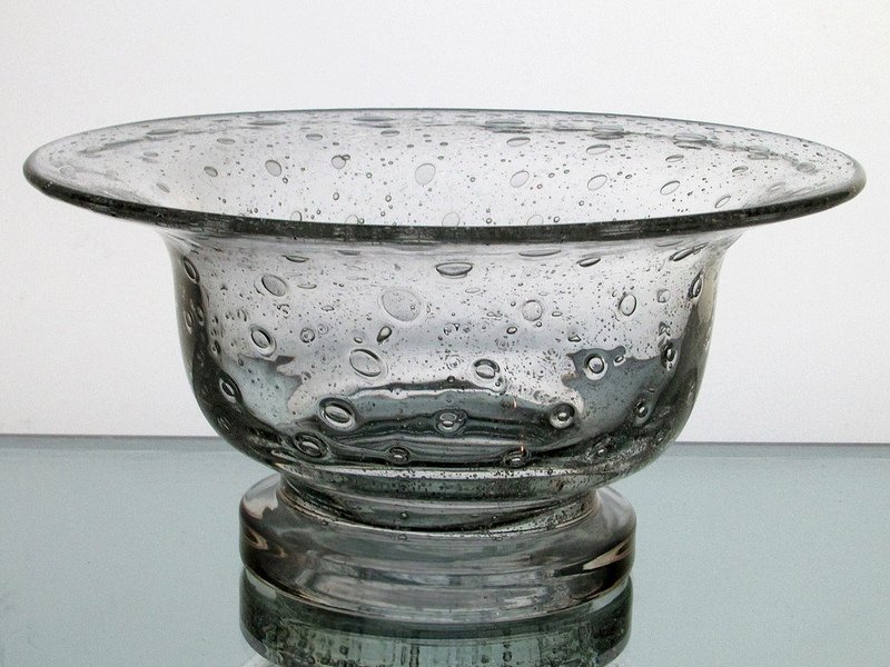 Hanging Candle Holder Bowl 7.75 x 4 Bubble Glass Pedestal for 6 inch ring