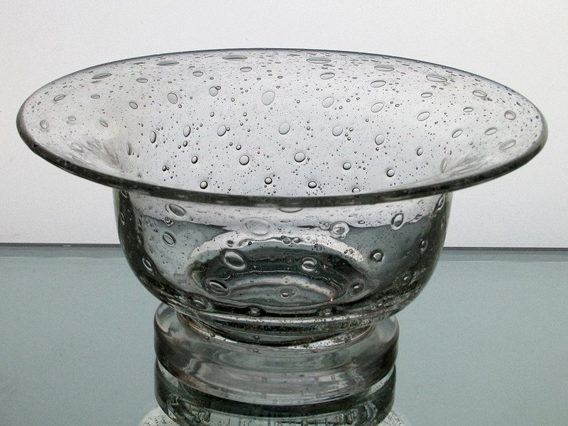 Hanging Candle Holder Bowl 7.75 x 4 Bubble Glass Pedestal for 6 inch ring