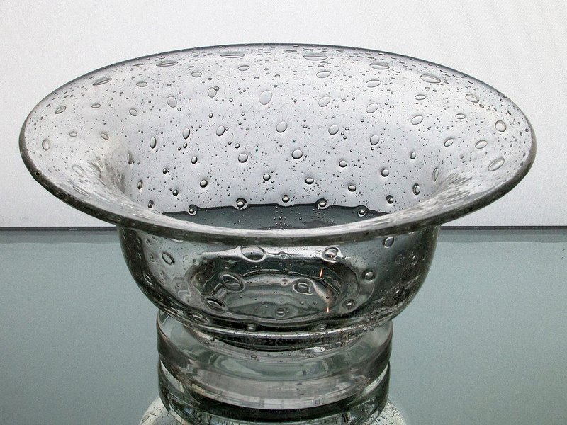 Hanging Candle Holder Bowl 7.75 x 4 Bubble Glass Pedestal for 6 inch ring