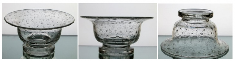 Hanging Candle Holder Bowl 7.75 x 4 Bubble Glass Pedestal for 6