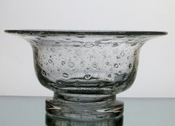 Hanging Candle Holder Bowl 7.75 x 4 Bubble Glass Pedestal for 6 inch ring