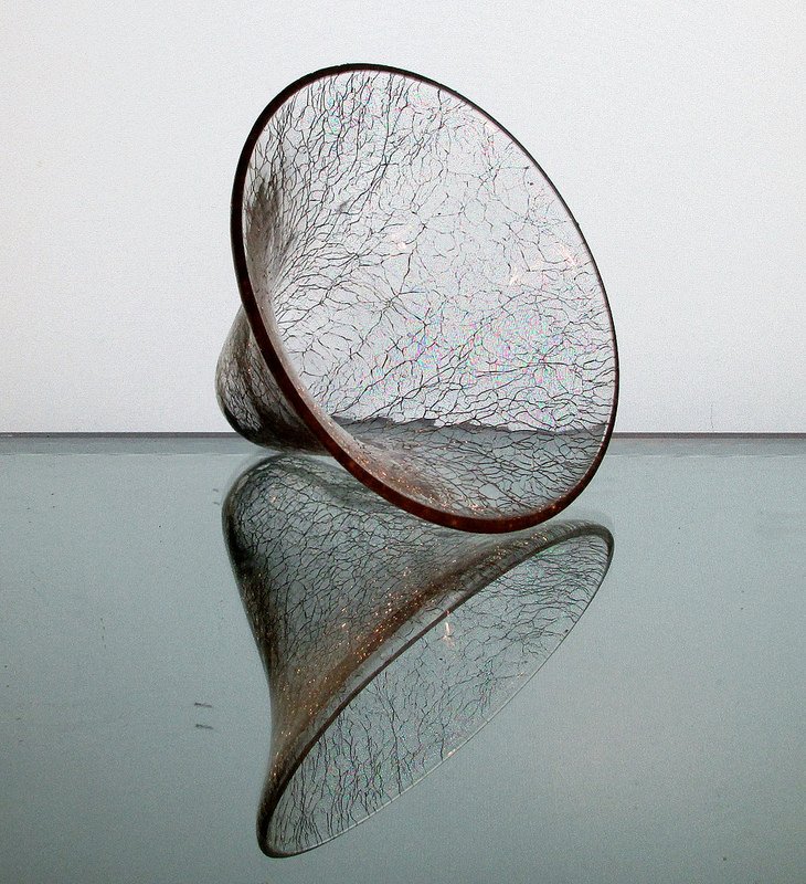 Hanging Candle Holder Crackle Glass 3.25 x 4.75 Cone Shape