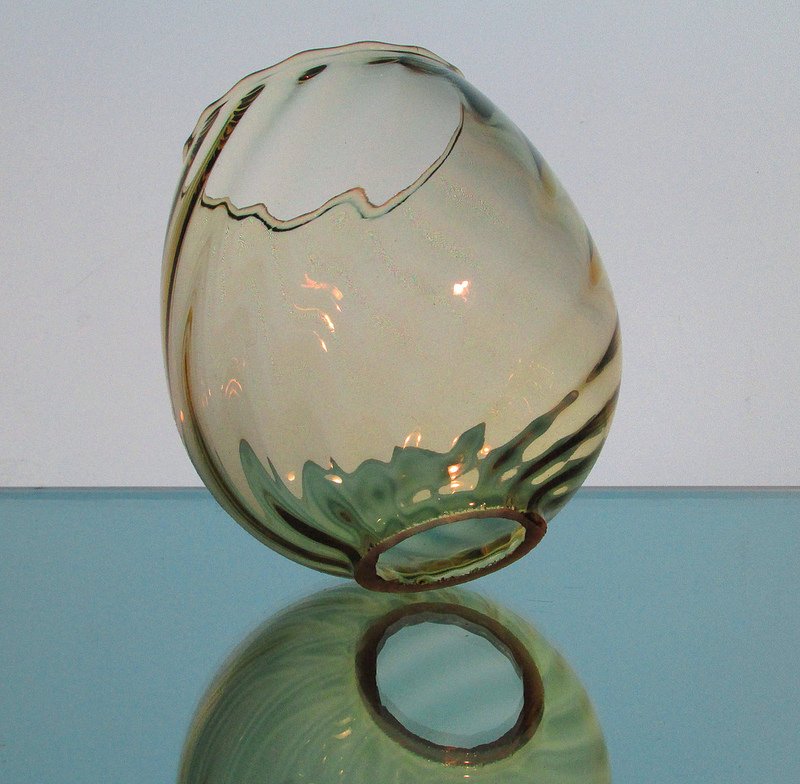 Glass Lamp Shade 2 inch shallow fitter x 5 Swirled Globe Amber Chandelier OOS