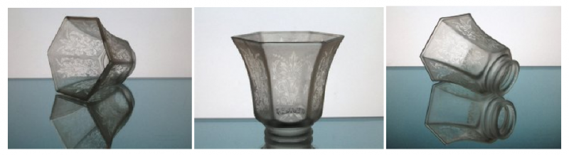 Glass Lamp Shade 2 1/8 fitter x 4 1/8 Frosted Fleur De Lis Spray