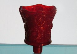 Home Interiors Peg Votive Candle Holder Ruby Red Daisy Floral