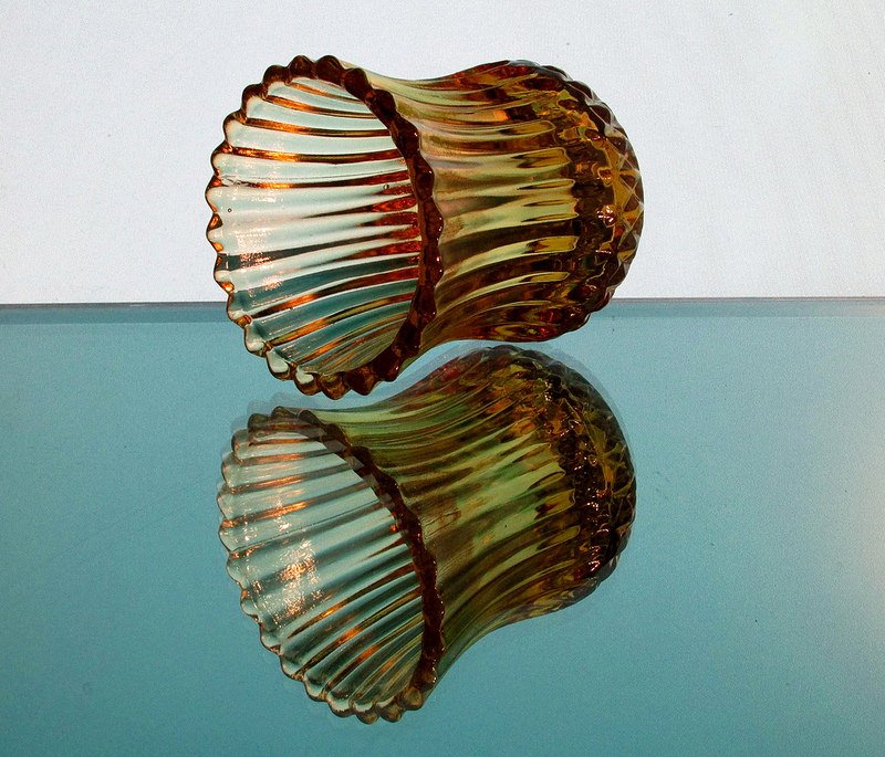 Partylite Peg Votive Candle Holder Ridged Diamond Cut Amber OOS