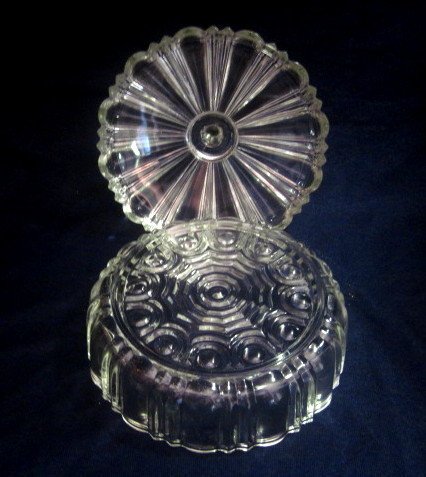 Vintage Covered Candy Dish Anchor Hocking Glass Old Cafe Clear OOS