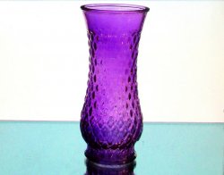 Purple Diamond Pattern Vase Glass 8.5 in x 3 7/8 inches Hanging or Tabletop