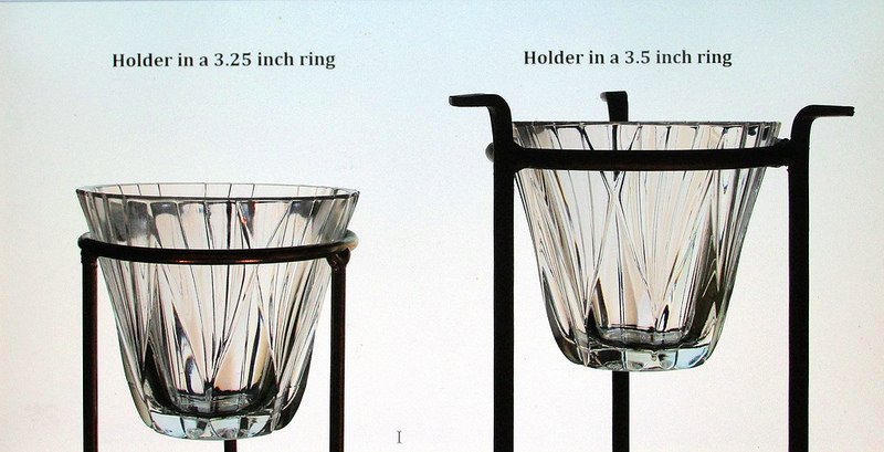 Hanging Candle Holder American Crystal 3 5/8 x 3 1/8 for 3.25 -3.5 inch ring, Holder shown in 3.25 inch support ring and 3.5 inch support ring. Stands not included. For display only.