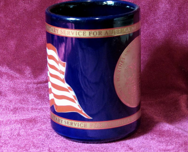 Coffee Mug Women in Military Service Midnight Blue Gold Leaf 16 oz 1994