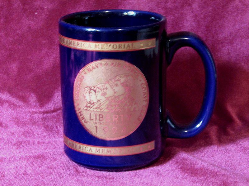 Coffee Mug Women in Military Service Midnight Blue Gold Leaf 16 oz 1994