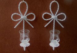 Home Interiors Wall Sconces Nautical Knot Candle Holders White Set of 2