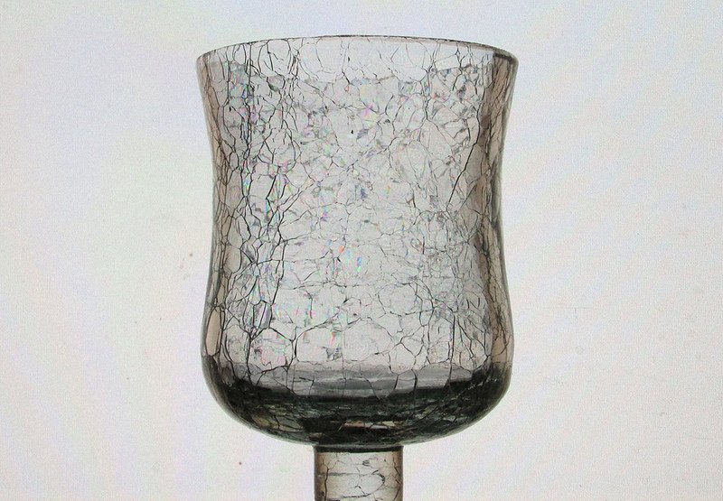 Home Interiors Peg Votive Candle Holder Crackle Glass 4.25 inch x 2.75