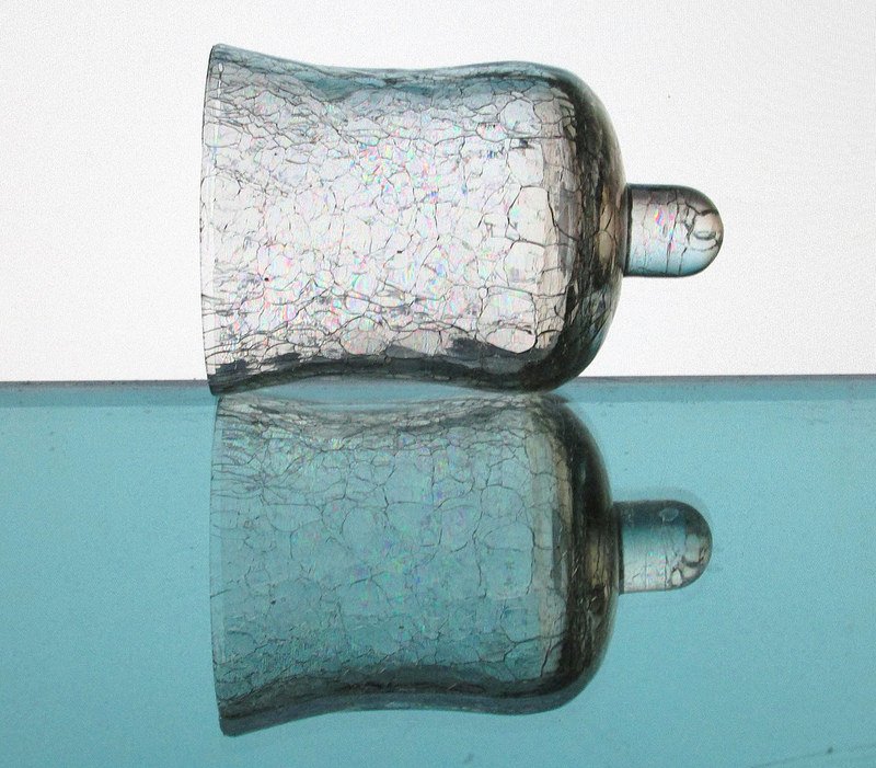 Home Interiors Peg Votive Candle Holder Crackle Glass 4.25 inch x 2.75