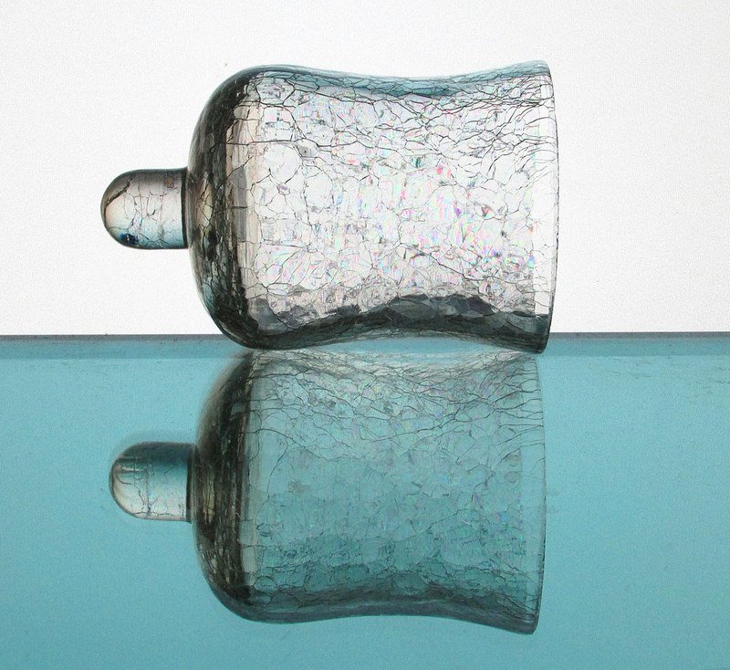Home Interiors Peg Votive Candle Holder Crackle Glass 4.25 inch x 2.75