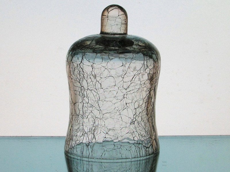 Home Interiors Peg Votive Candle Holder Crackle Glass 4.25 inch x 2.75