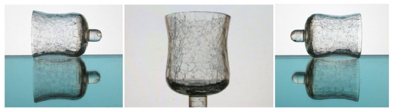 Home Interiors Peg Votive Candle Holder Crackle Glass 4.25 inch x 2.75