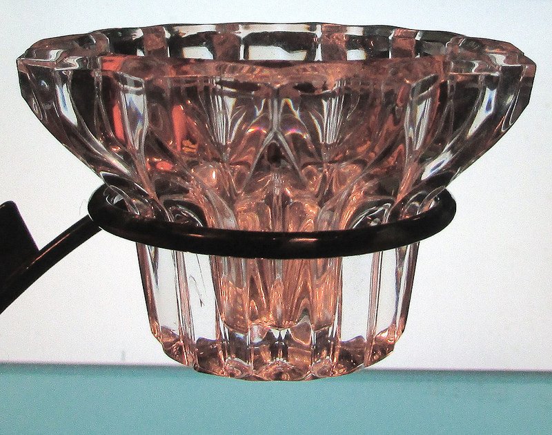 Hanging Candle Holder Heavy Crystal 3.25 x 2 in a 2 inch ring. This holder will fit in a 2 - 2.5 inch support ring.